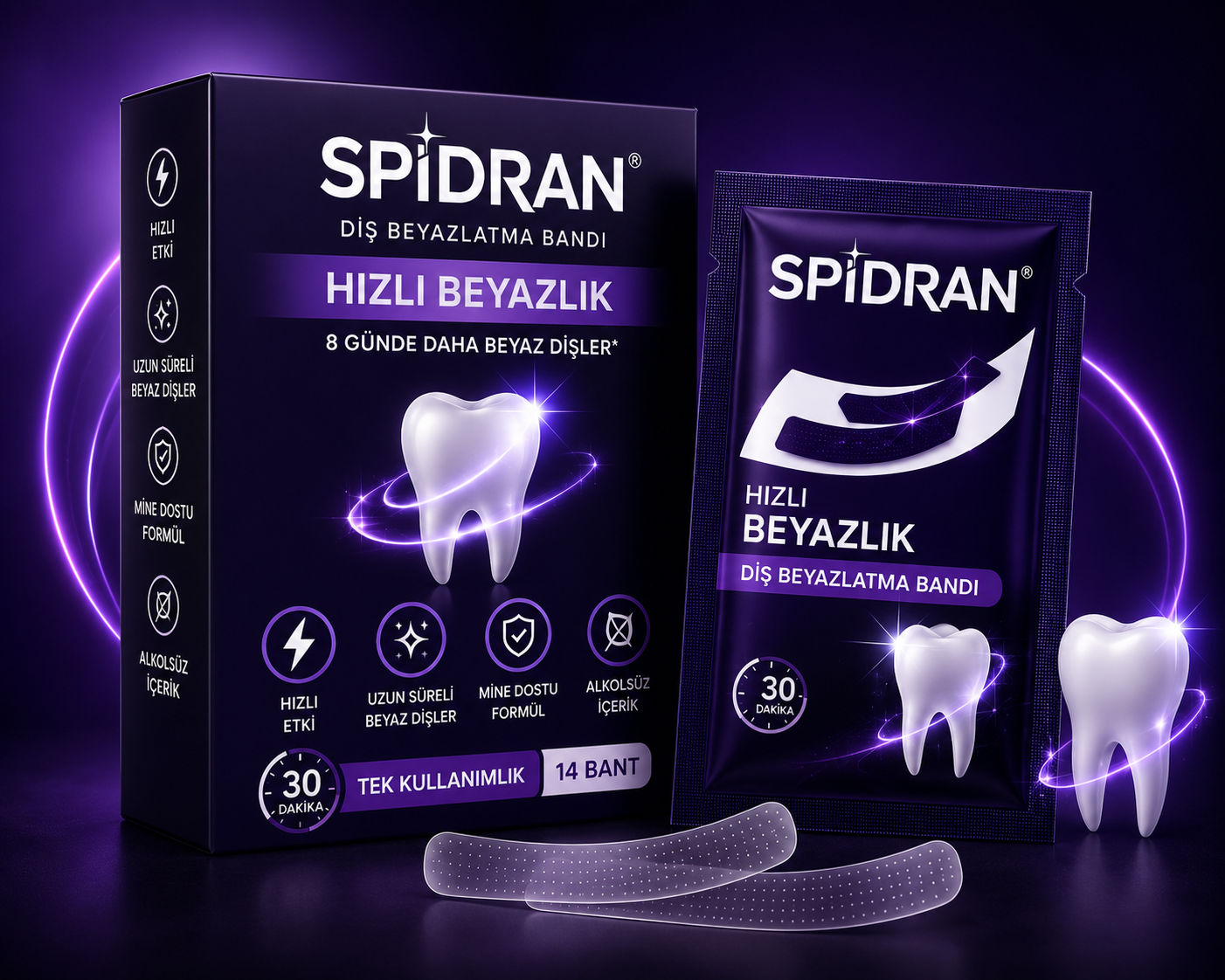 SPİDRAN® Diş Beyazlatma Bandı | 30 Dakikada Daha Beyaz Gülüşler