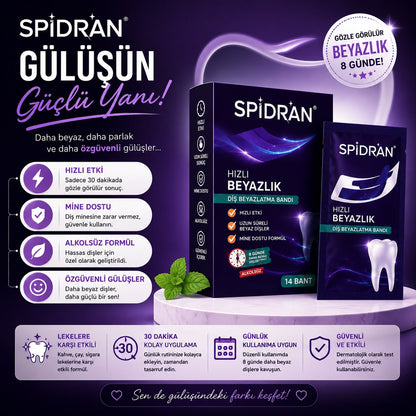 SPİDRAN® Diş Beyazlatma Bandı | 30 Dakikada Daha Beyaz Gülüşler